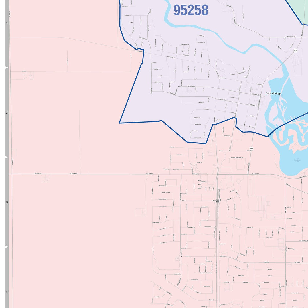 Color Cast Zip Code Style Wall Map of Lodi, CA – American Map Store