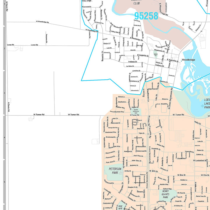 Premium Style Wall Map of Lodi, CA