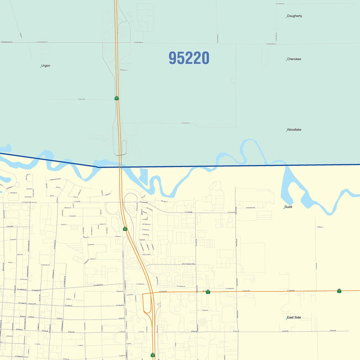 Color Cast Zip Code Style Wall Map of Lodi, CA