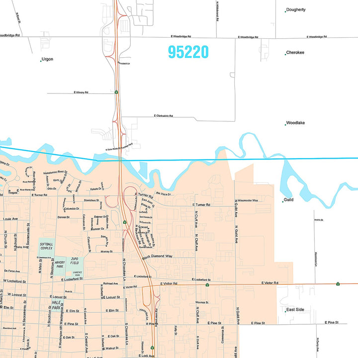 Premium Style Wall Map of Lodi, CA