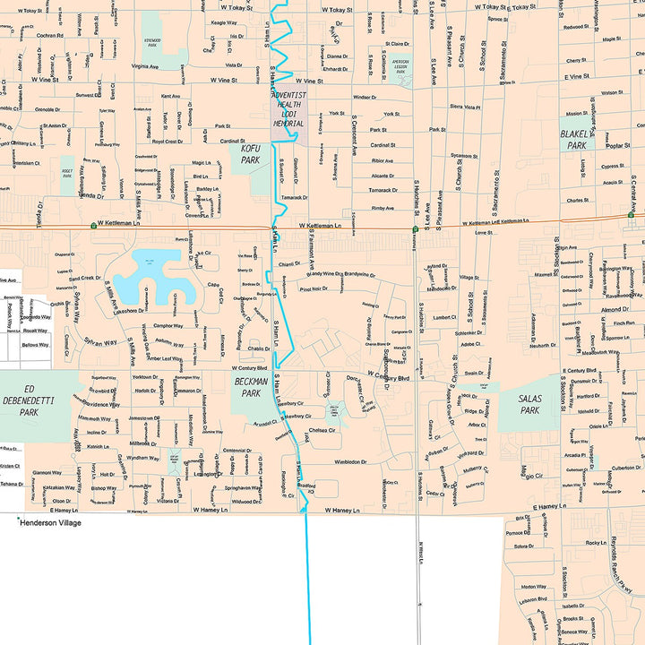 Premium Style Wall Map of Lodi, CA
