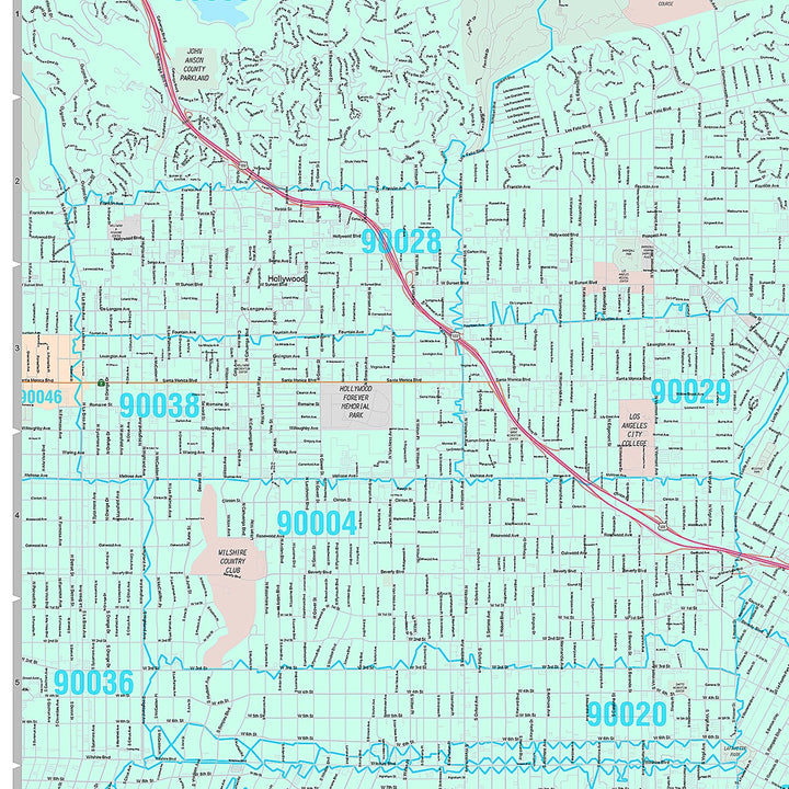 Premium Style Wall Map of Los Angeles CA