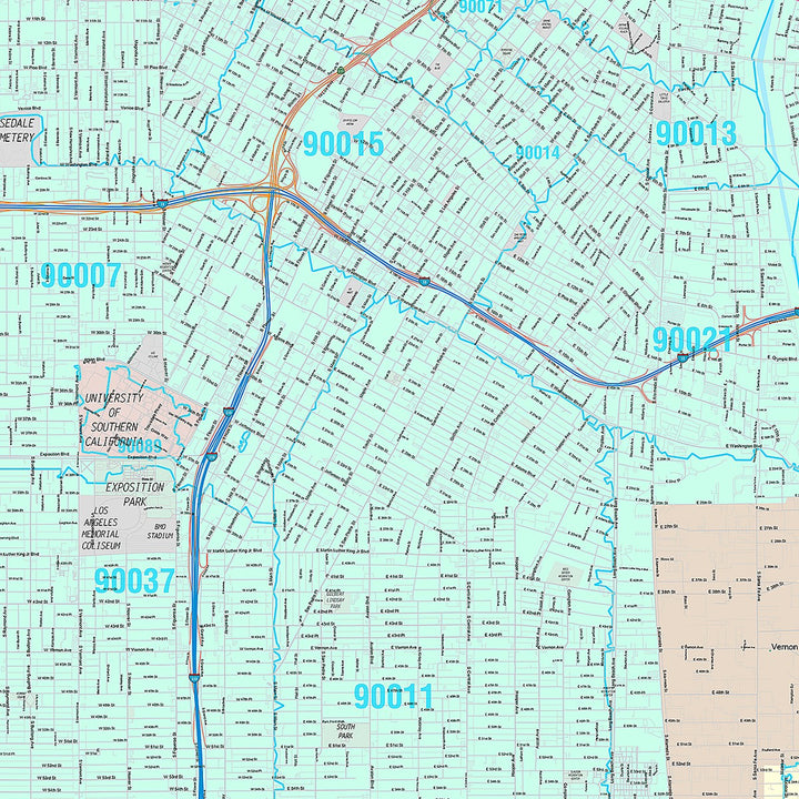 Premium Style Wall Map of Los Angeles CA