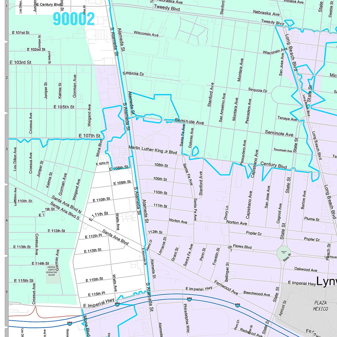 Premium Style Wall Map of Lynwood, CA