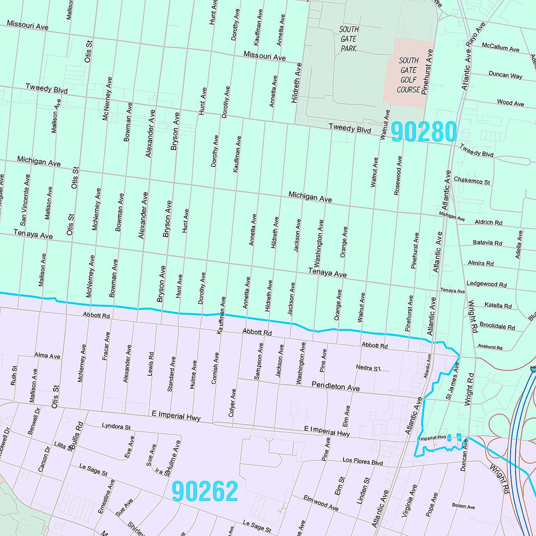 Premium Style Wall Map of Lynwood, CA