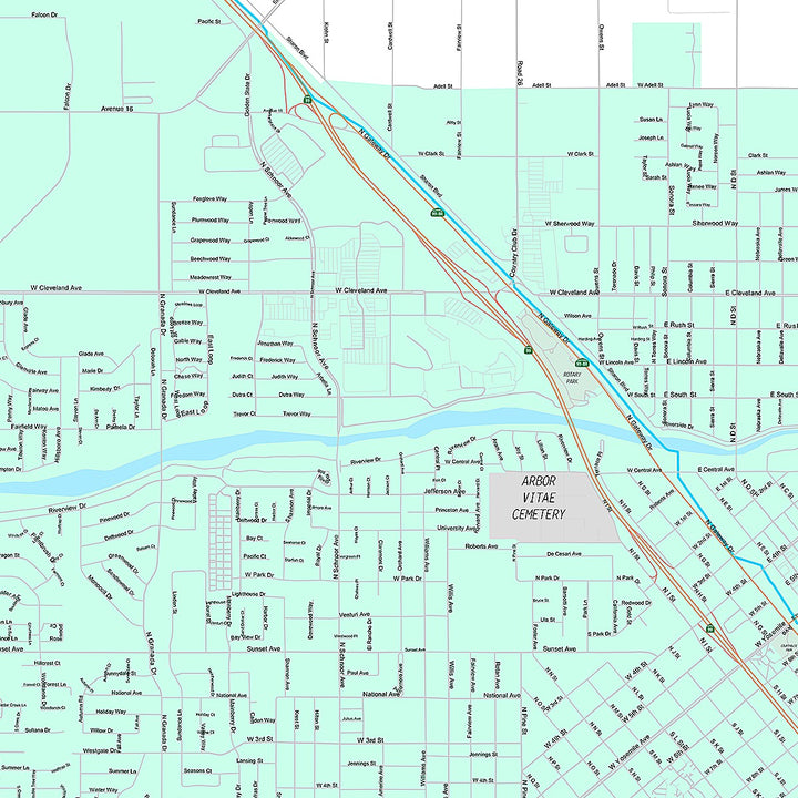 Premium Style Wall Map of Madera, CA