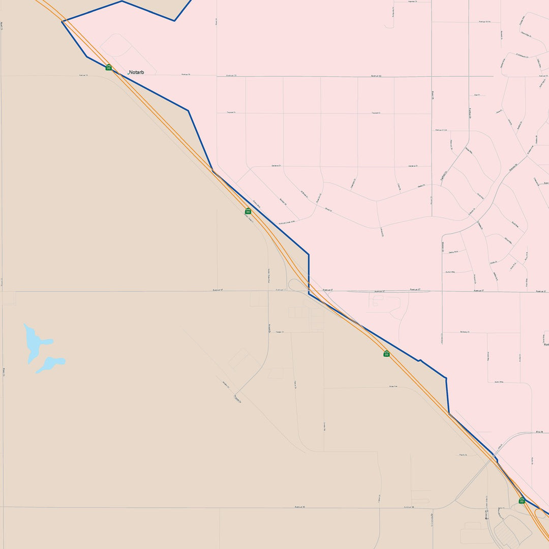 Color Cast Zip Code Style Wall Map of Madera, CA