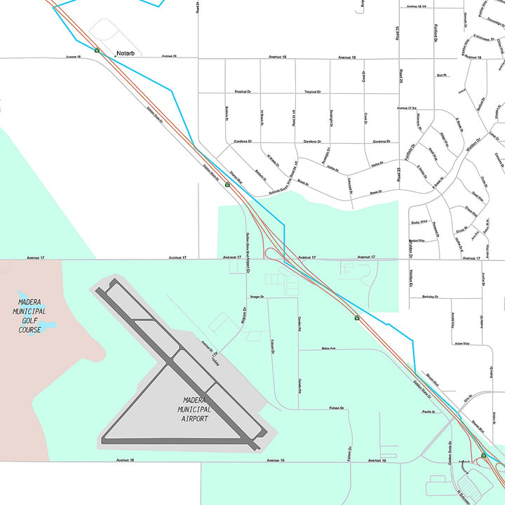 Premium Style Wall Map of Madera, CA