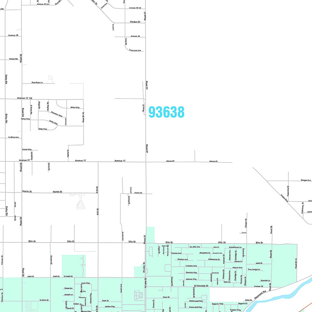 Premium Style Wall Map of Madera, CA