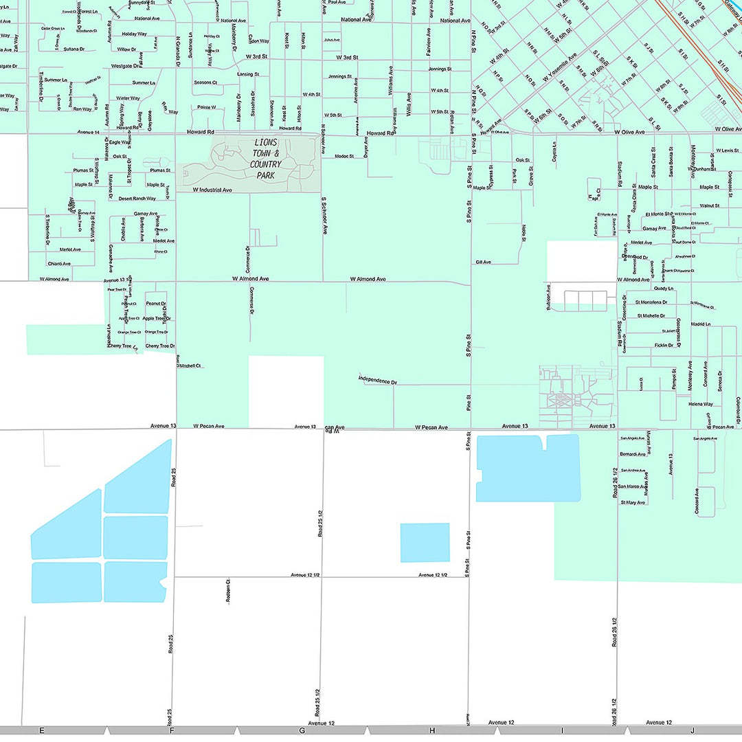 Premium Style Wall Map of Madera, CA
