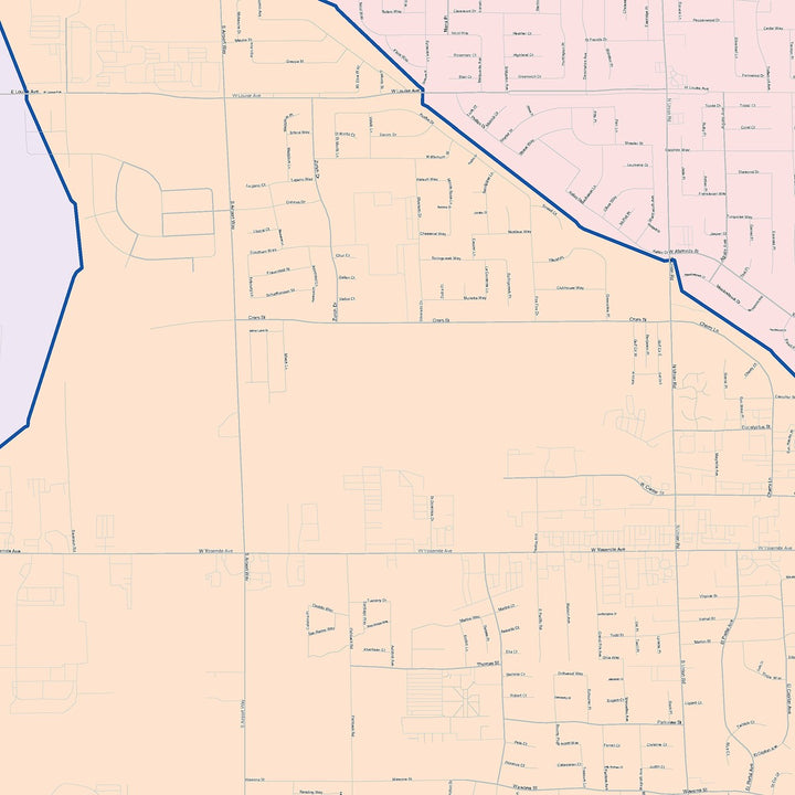 Color Cast Zip Code Style Wall Map of Manteca, CA