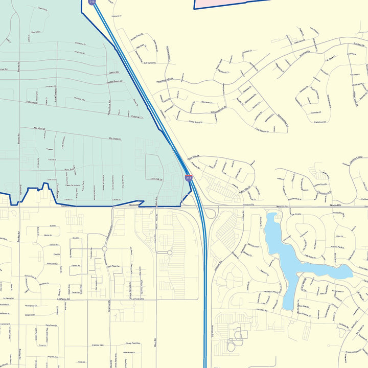 Color Cast Zip Code Style Wall Map of Menifee, CA