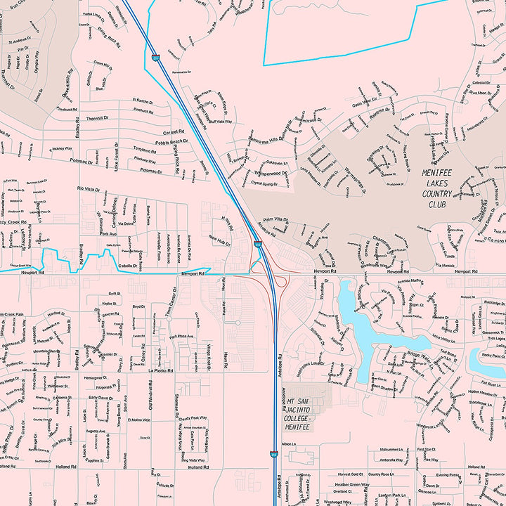Premium Style Wall Map of Menifee, CA (Copy)