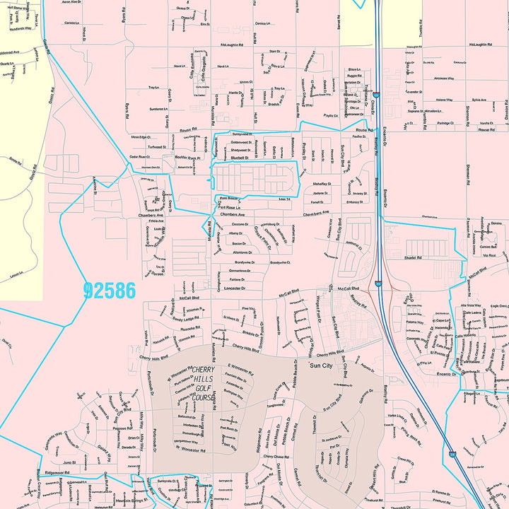 Premium Style Wall Map of Menifee, CA (Copy)