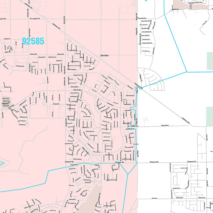 Premium Style Wall Map of Menifee, CA (Copy)