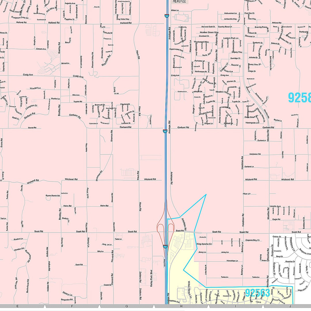 Premium Style Wall Map of Menifee, CA