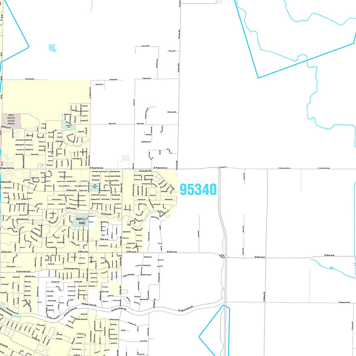 Premium Style Wall Map of Merced, CA