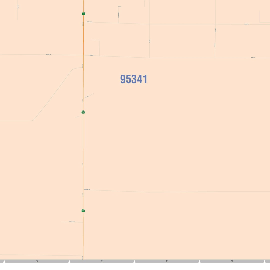 Color Cast Zip Code Style Wall Map of Merced, CA