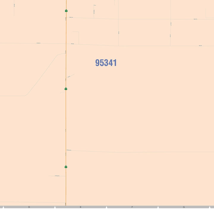 Color Cast Zip Code Style Wall Map of Merced, CA
