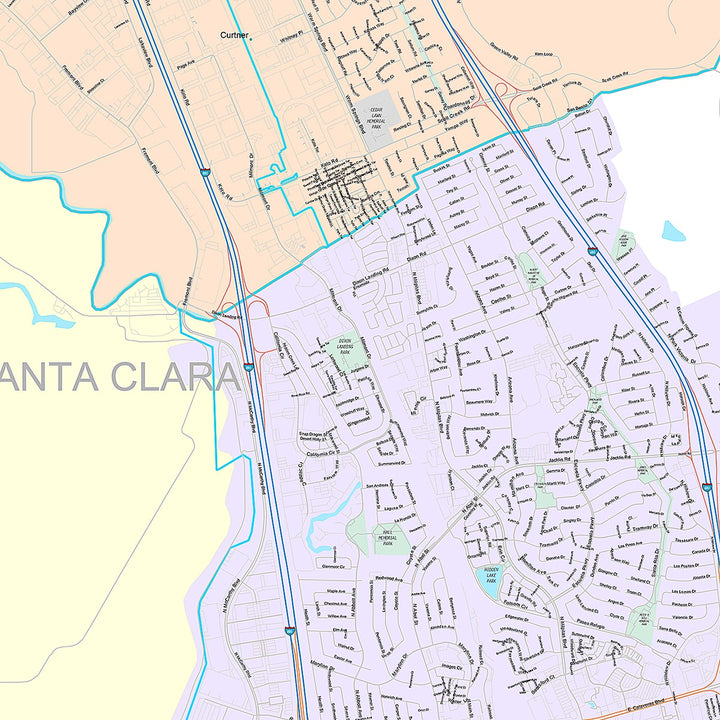 Premium Style Wall Map of Milpitas, CA
