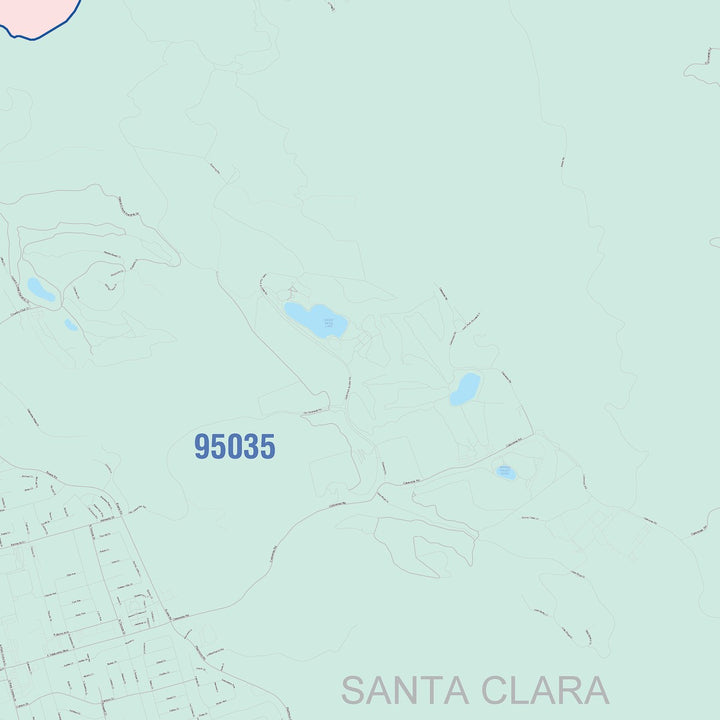 Color Cast Zip Code Style Wall Map of Milpitas, CA