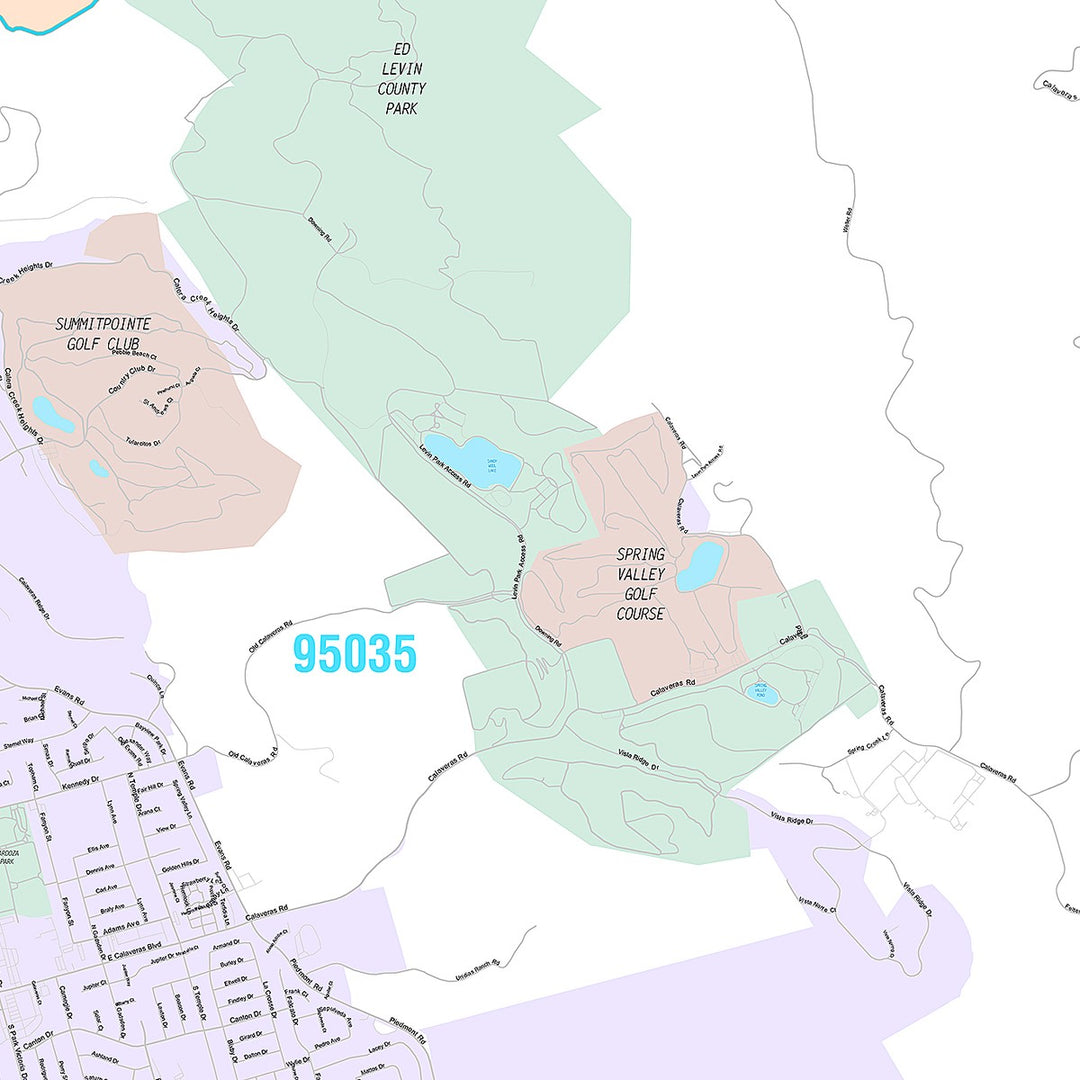 Premium Style Wall Map of Milpitas, CA