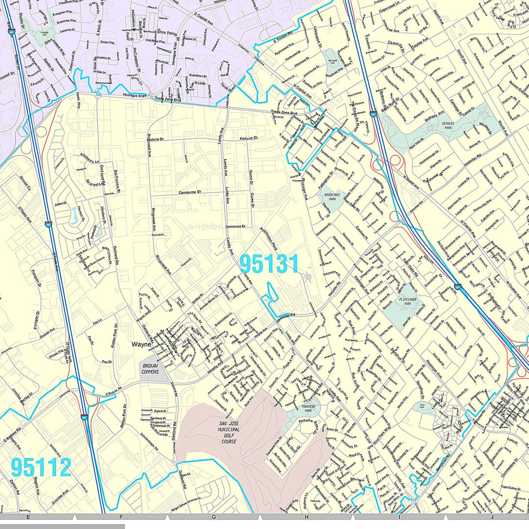 Premium Style Wall Map of Milpitas, CA