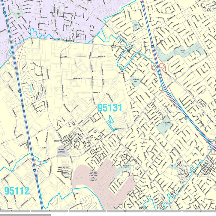 Premium Style Wall Map of Milpitas, CA