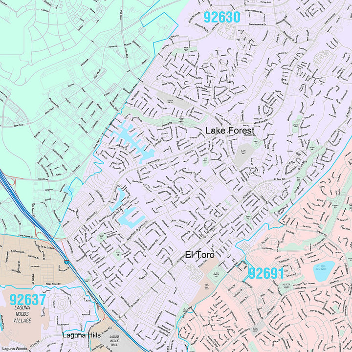 Premium Style Wall Map of Mission Viejo, CA