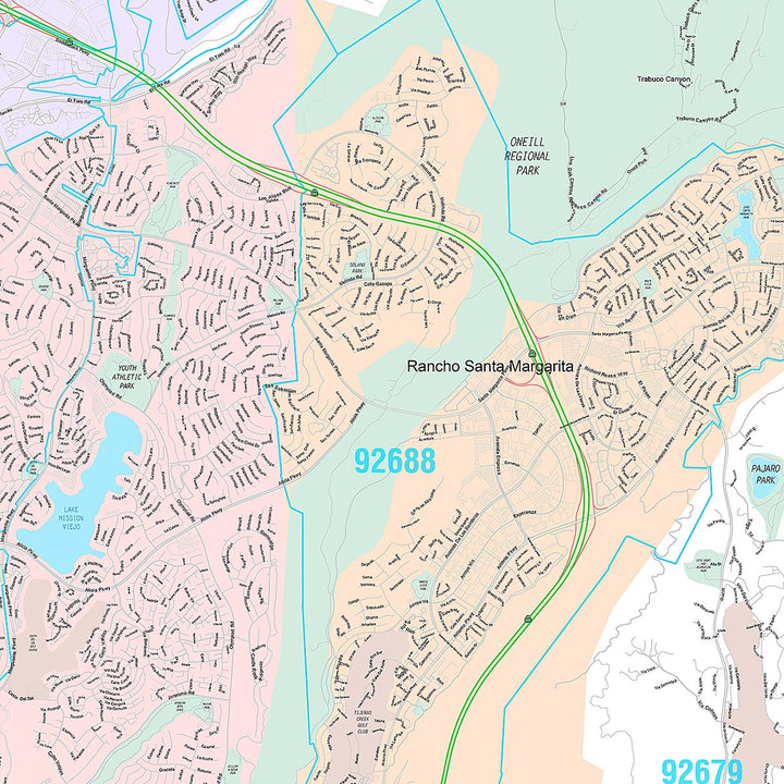 Premium Style Wall Map of Mission Viejo, CA