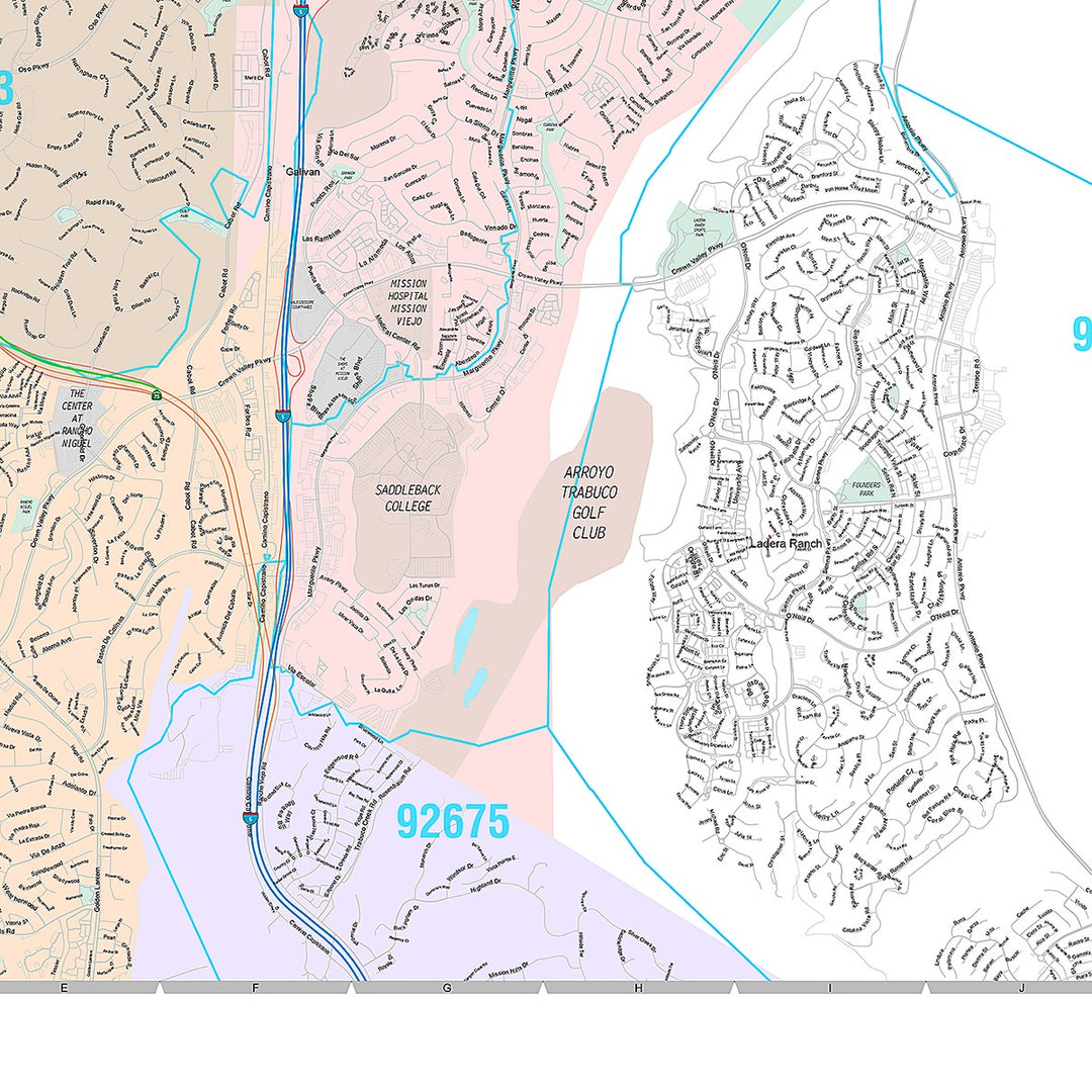 Premium Style Wall Map of Mission Viejo, CA