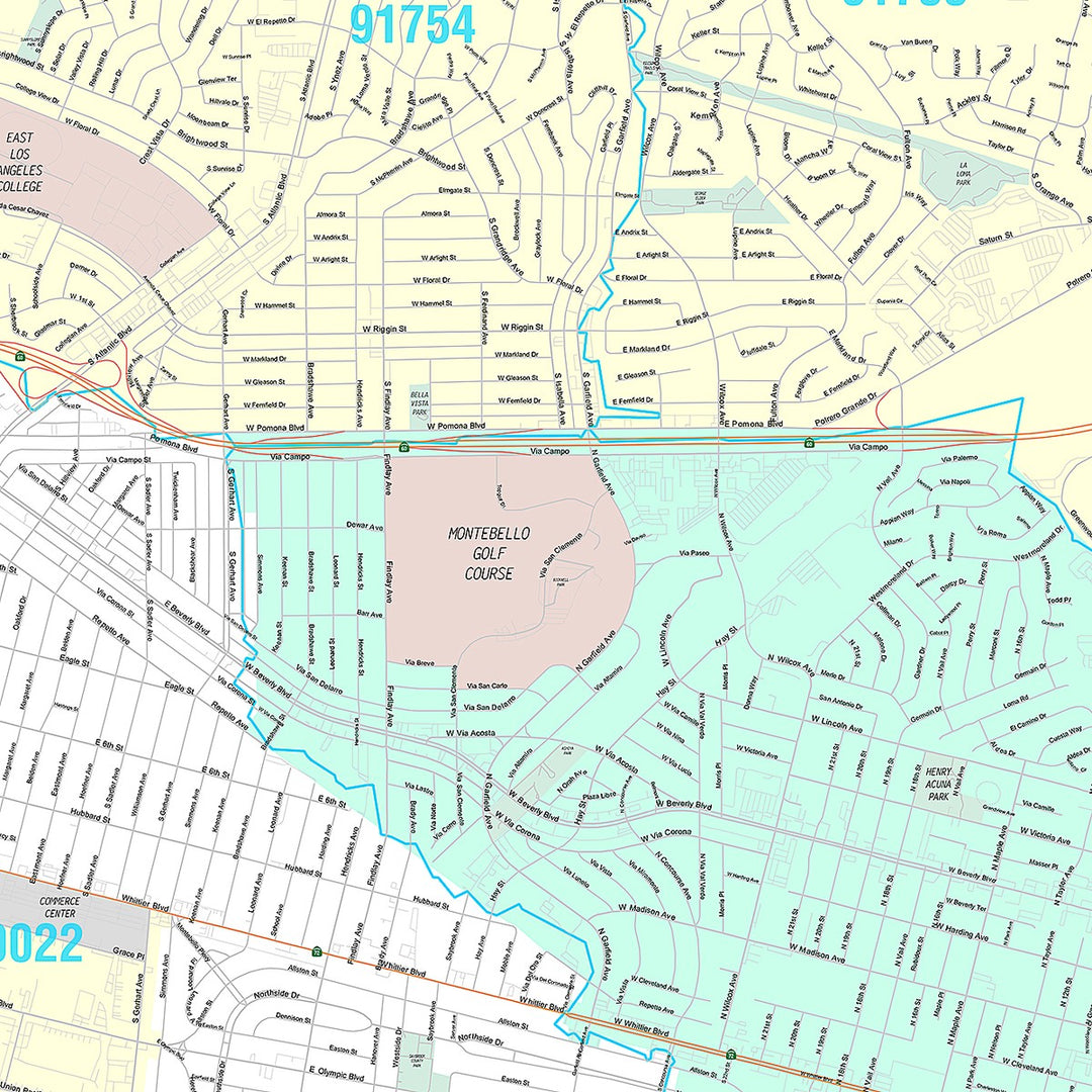 Premium Style Wall Map of Monte Bello, CA