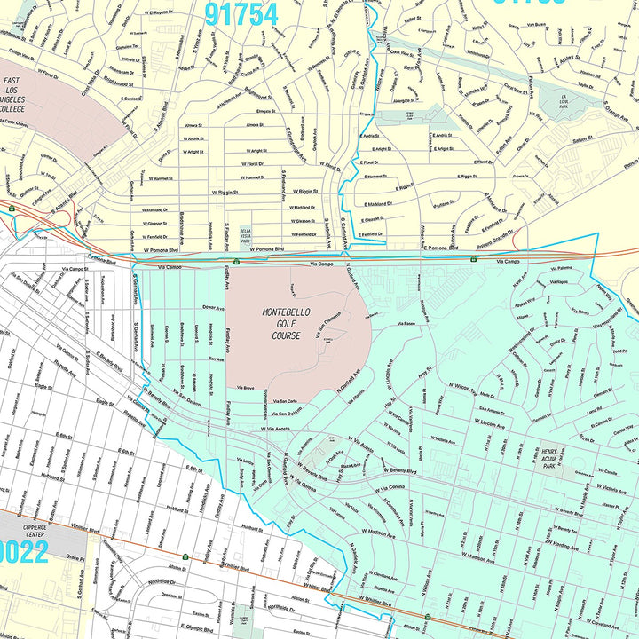 Premium Style Wall Map of Monte Bello, CA