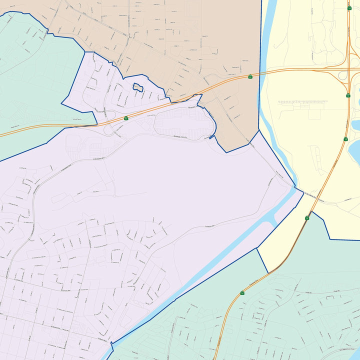 Color Cast Zip Code Style Wall Map of Montebello, CA