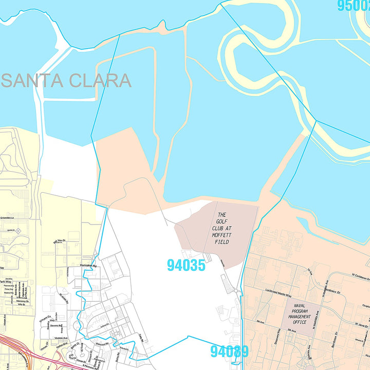 Premium Style Wall Map of Mountain View, CA