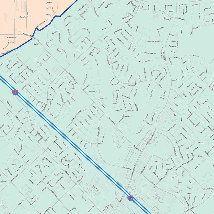 Color Cast Zip Code Style Wall Map of Murrieta, CA