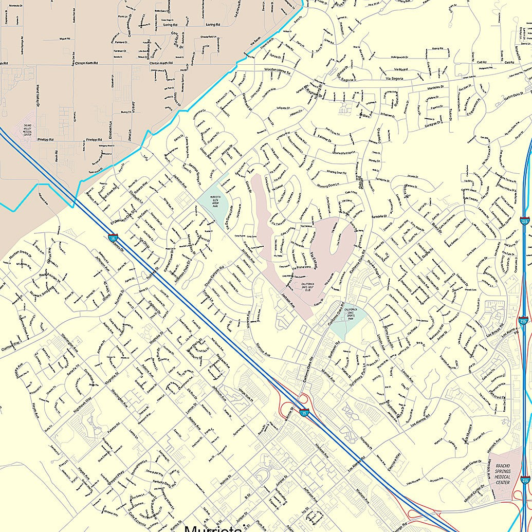 Premium Style Wall Map of Murrieta, CA