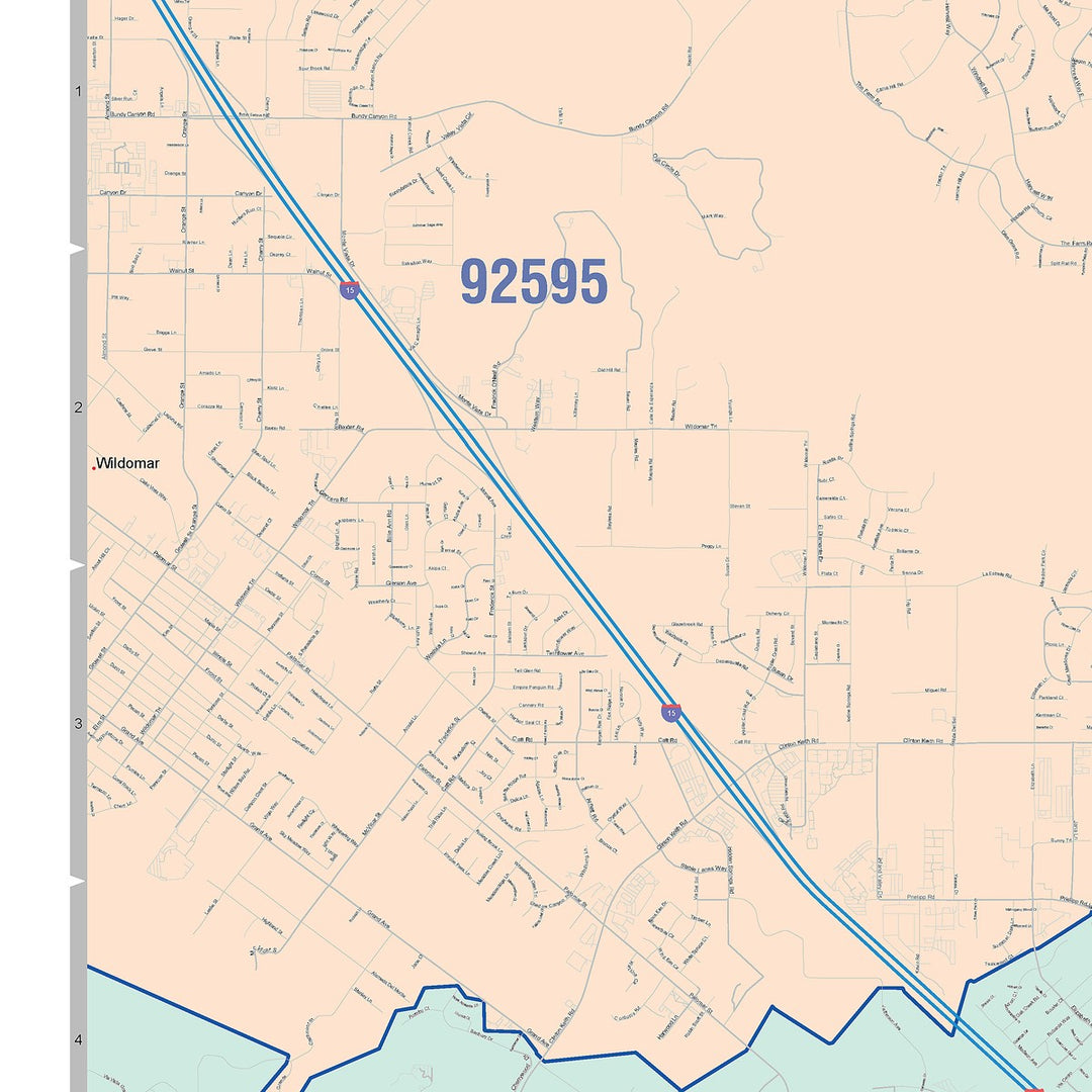 Color Cast Zip Code Style Wall Map of Murrieta, CA