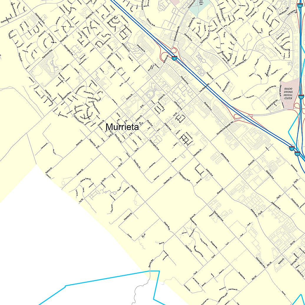 Premium Style Wall Map of Murrieta, CA