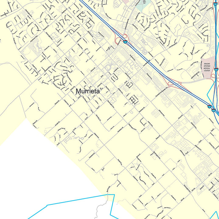 Premium Style Wall Map of Murrieta, CA