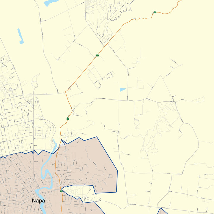 Color Cast Zip Code Style Wall Map of Napa, CA
