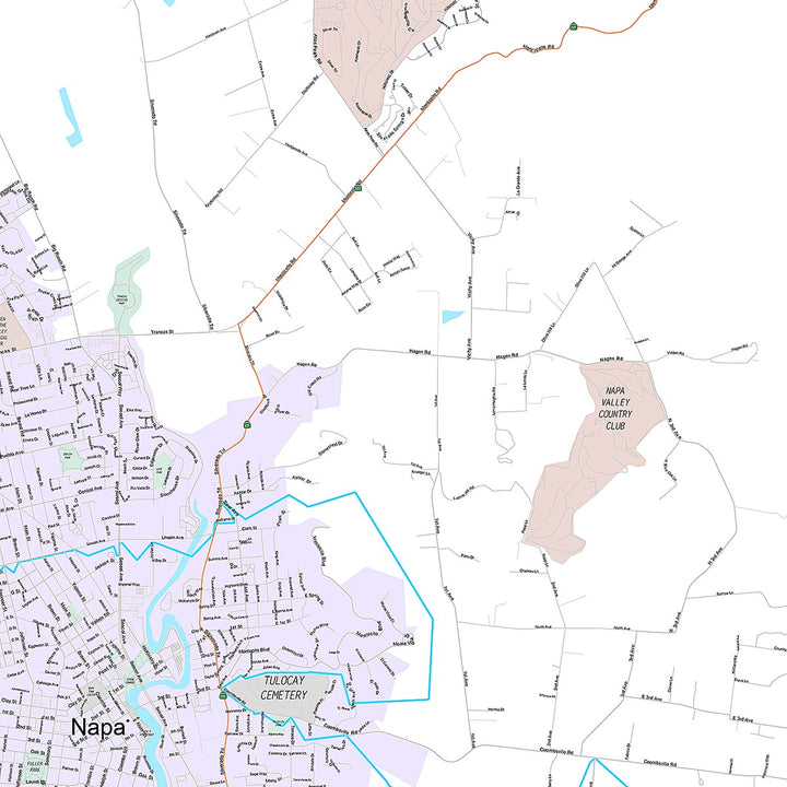 Premium Style Wall Map of Napa, CA