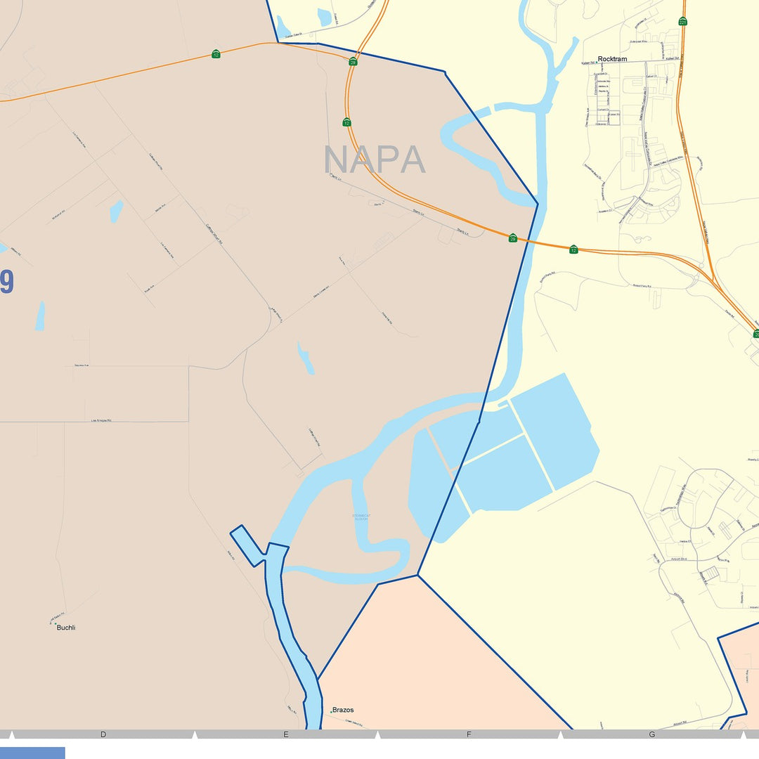 Color Cast Zip Code Style Wall Map of Napa, CA