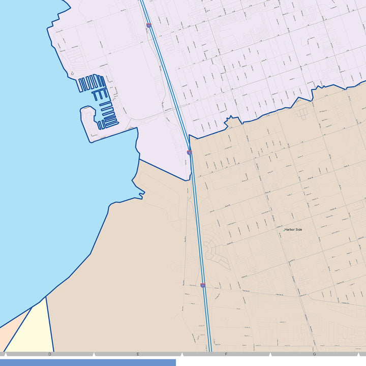Color Cast Zip Code Style Wall Map of National City, CA