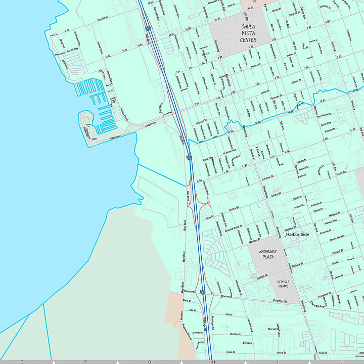Premium Style Wall Map of National City, CA