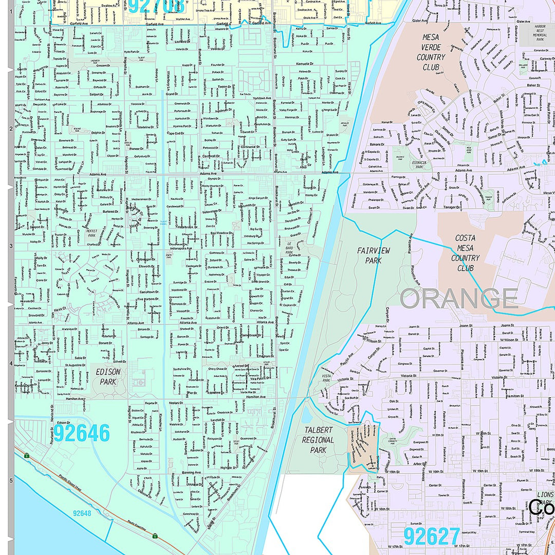 Premium Style Wall Map of Newport Beach, CA
