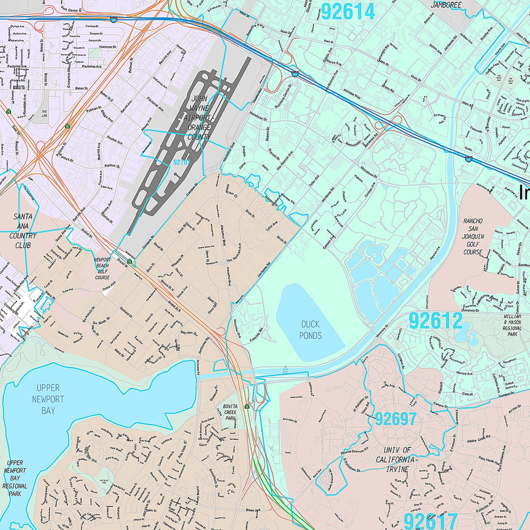 Premium Style Wall Map of Newport Beach, CA