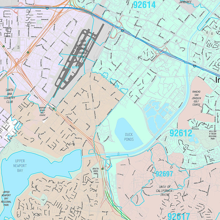 Premium Style Wall Map of Newport Beach, CA