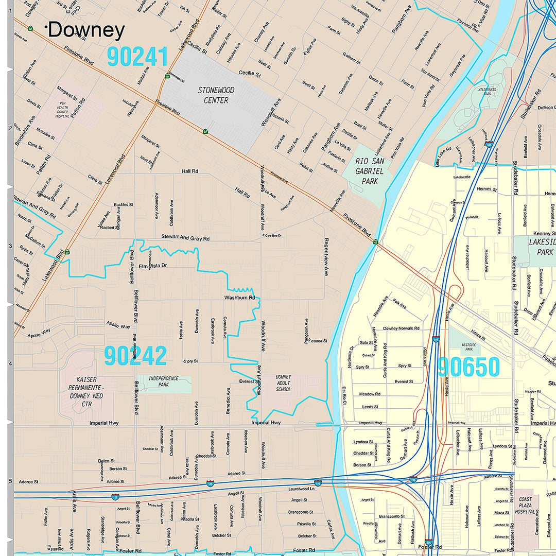 Premium Style Wall Map of Norwalk, CA