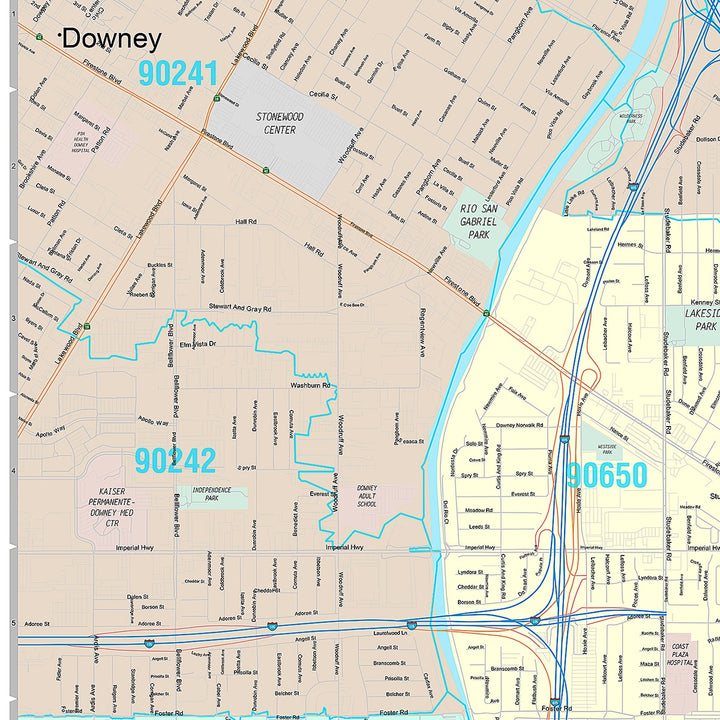 Premium Style Wall Map of Norwalk, CA